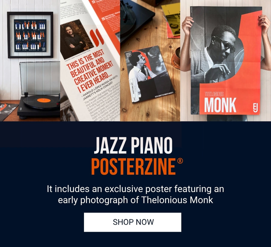 Posterzine® #02: The Piano Issue, Thelonious Monk Poster + History Of Jazz Piano 12” x 12” Print (Exclusive Bundle)