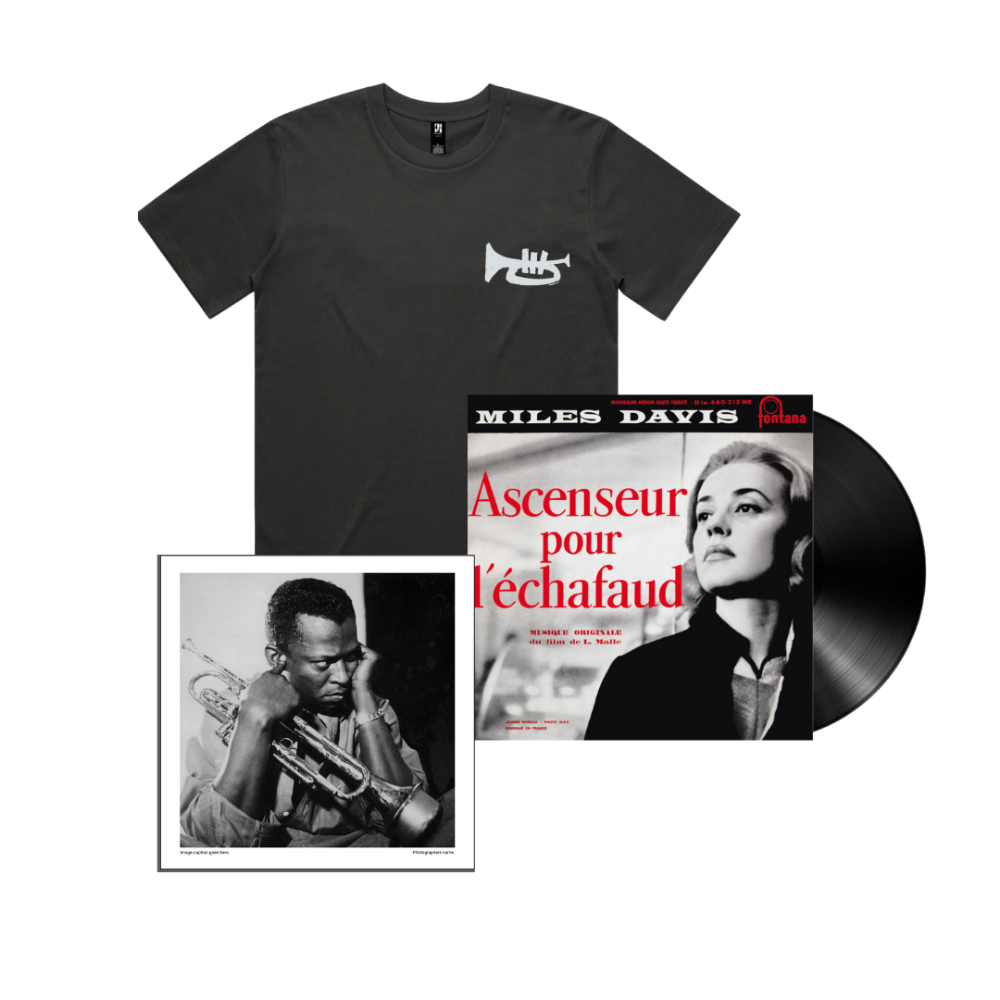 Miles Davis: Ascenseur pour l'echafaud LP + Trumpet T-Shirt + 12" x 12" Print